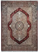 فرش تبریز طرح گل پیچک وینتیج زمینه لاکی 1200 شانه کد 2887 - Image 2