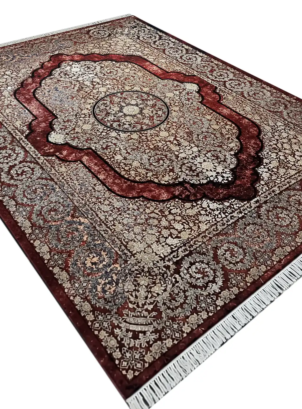 فرش طرح وینتیج زمینه لاکی 1200 شانه کد 2887