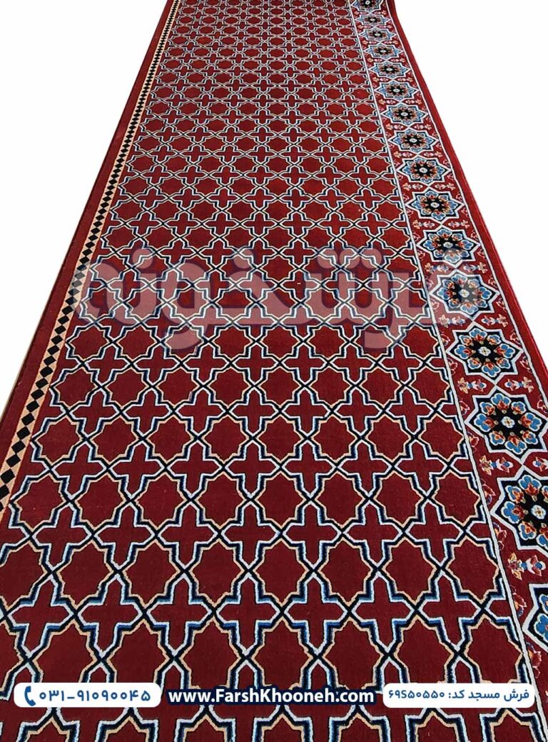 فرش سجاده ای طرح تشریفات 440 شانه آبی کد 40588