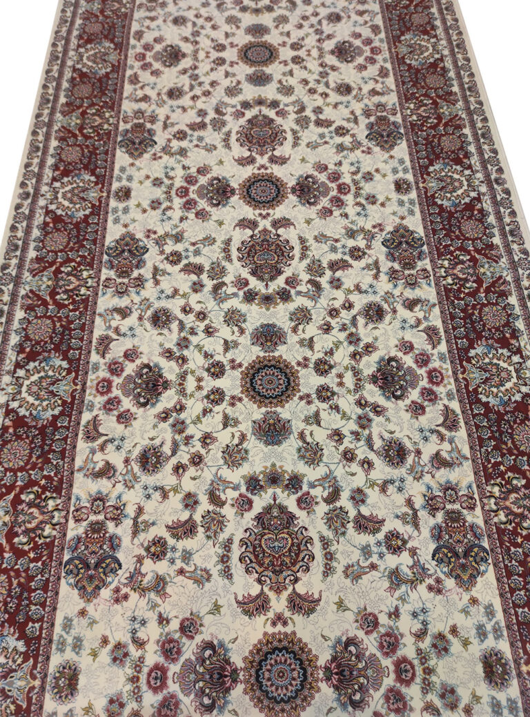 فرش کناره طرح ساینا رنگ کرم حاشیه پیازی 1200 شانه کد 7711