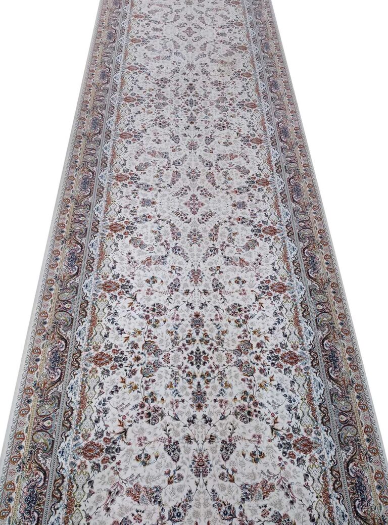 فرش راه پله طرح افشان گلسار 1500 شانه کرم حاشیه گردویی کد 867