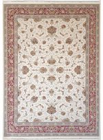 فرش طرح ارسلان 10 رنگ 1200 شانه کد 1351 کرم حاشیه گلبهی