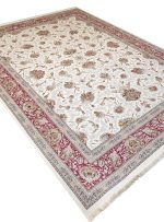 فرش طرح ارسلان 10 رنگ 1200 شانه کد 1351 کرم حاشیه گلبهی