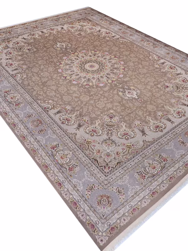 فرش طرح پاشا 10 رنگ 1200 شانه کد 1363 نسکافه ای