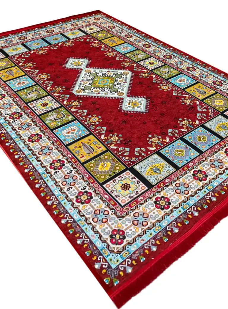 فرش قشقایی طرح ژاتیس رنگ روناسی 700 شانه (12 رنگ) کد 1099