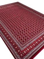 فرش ترکمن طرح آدلان رنگ لاکی 1200 شانه گل برجسته کد 201153 - فرشخونه