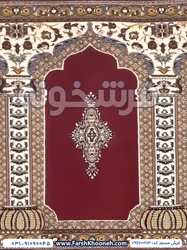 فرش سجاده ای طرح محرابی رنگ قرمز 700 شانه کد 702113 - فرشخونه