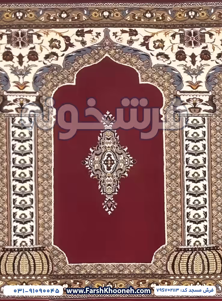 فرش سجاده ای طرح محرابی رنگ قرمز 700 شانه کد 702113 - فرشخونه