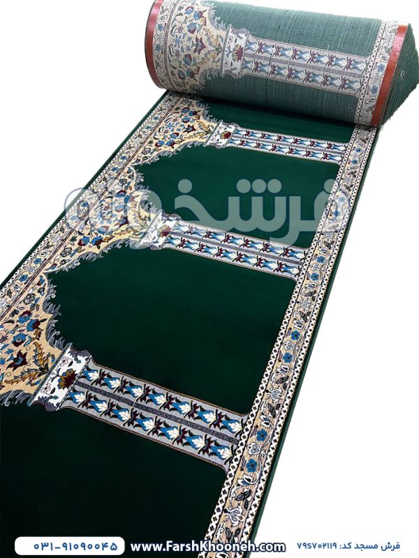 فرش سجاده ای طرح مناجات رنگ سبز 700 شانه کد 702119 - فرشخونه