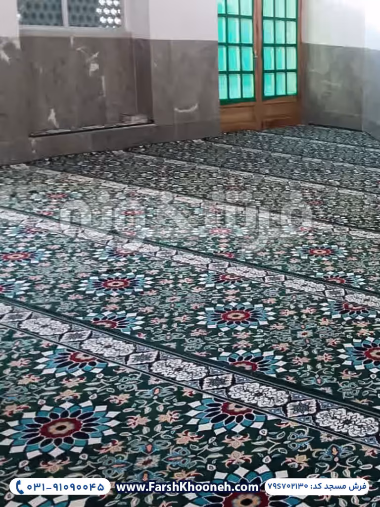 فرش تشریفات سجاده ای طرح خورشید رنگ سبز کد 702130
