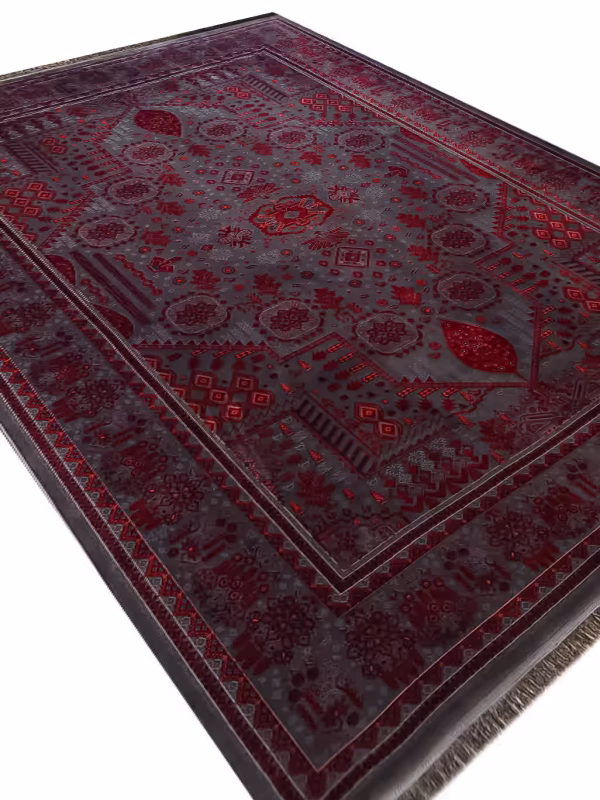 فرش طرح درختی رنگ دودی 1200 شانه گل برجسته کد 903