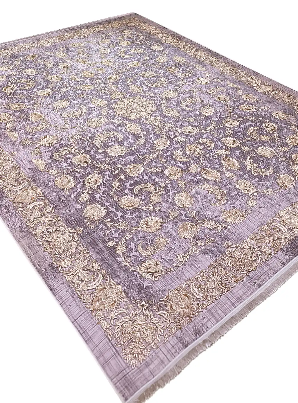 فرش طلاکوب افشان طرح میلان رنگ سربی 1200 شانه گل برجسته کد 5042