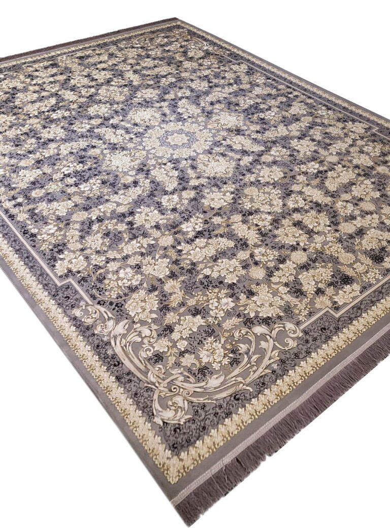 فرش افشان طرح راما رنگ فیلی تیره 1200 شانه برجسته طلاکوب کد 4202