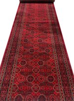 فرش کناره طرح گبه ماشینی رنگ لاکی 500 شانه کد 522