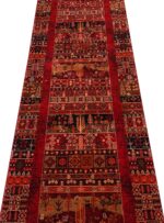 فرش کناره بلوچی طرح درختی رنگ لاکی 700 شانه 2100 کد 78007 - فرشخونه