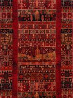 فرش کناره بلوچی طرح درختی رنگ لاکی 700 شانه 2100 کد 78007 - Image 8