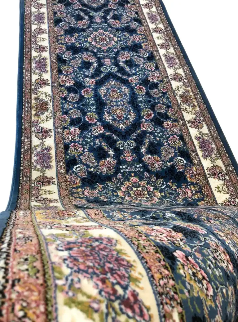 فرش کناره افشان طرح شاهان آبی برجسته 700 شانه 2100 کد 7841 - فرشخونه