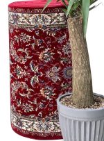 فرش کناره افشان طرح صبا رنگ لاکی 700 شانه کد 7846
