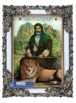 تابلو فرش شمایل حضرت علی با شیر بیشه کد 47008 - Image 2