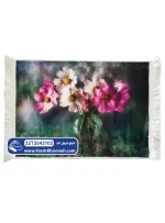 تابلو فرش گلدان شیشه ای با گل های باران خورده کد 43102 - Image 5