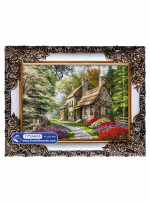 تابلو فرش طرح باغ گل و کلبه کد 4048