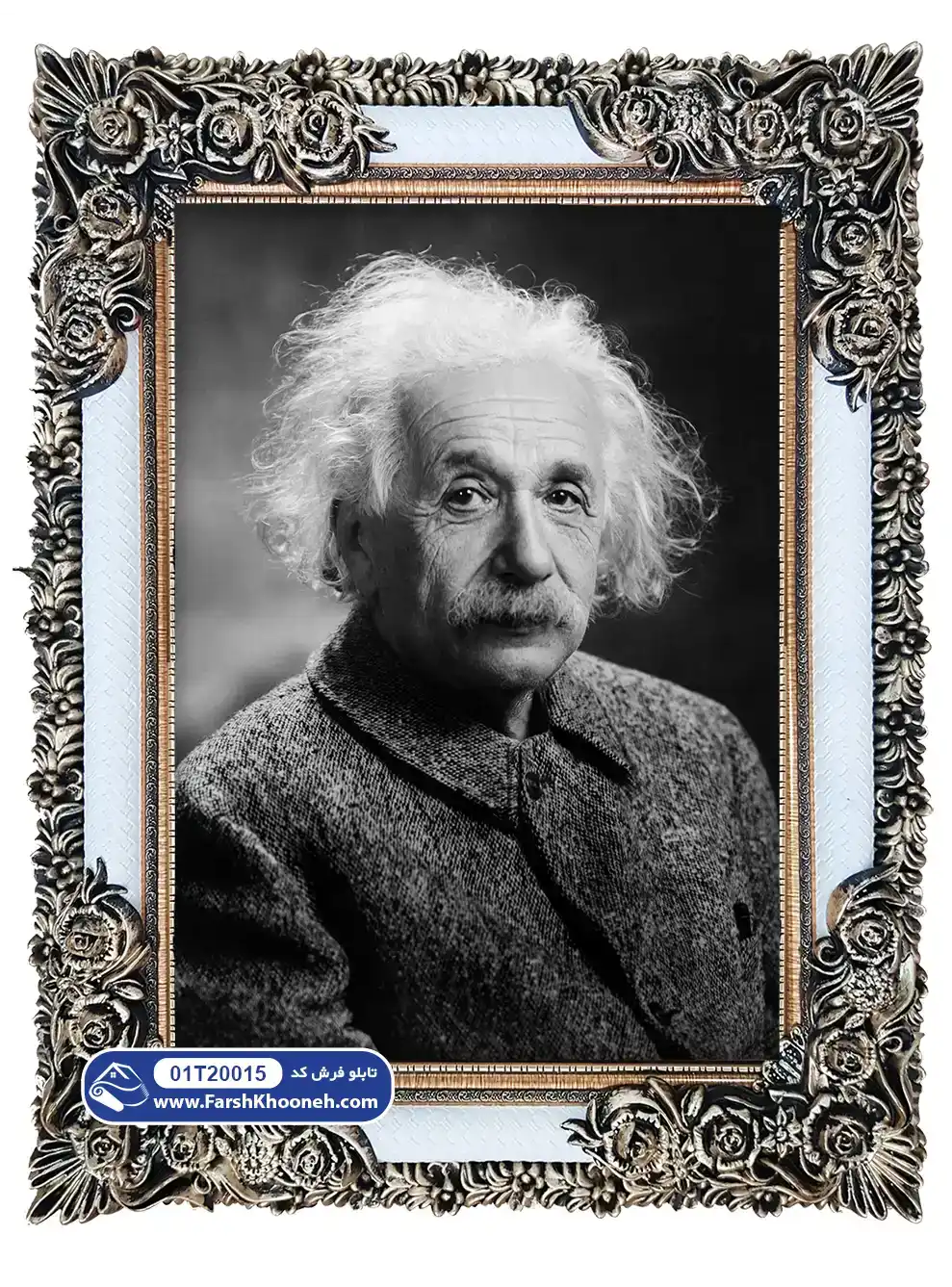 tableau-carpet-01T20015-Albert_Einstein-farshkhooneh تابلو فرش پرتره تصویر آلبرت انیشتین کد 015